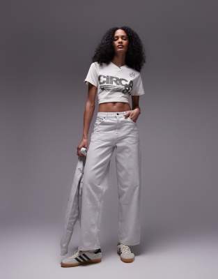 Topshop – Gilmore – Tief sitzende Boyfriend-Jeans in Wollweiß - view 1