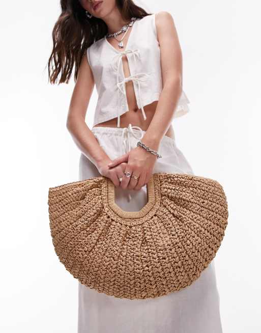 Topshop - Gilmour - Borsa a mano in paglia colore naturale