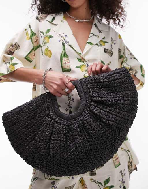 Topshop - Gilmour - Borsa a mano nera in paglia, 4 di 4