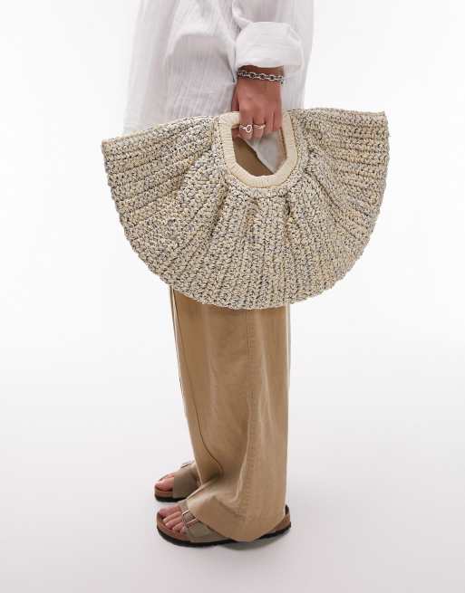 Topshop - Gilmour - Handtas van stro in zilver fleck, 4 van 4