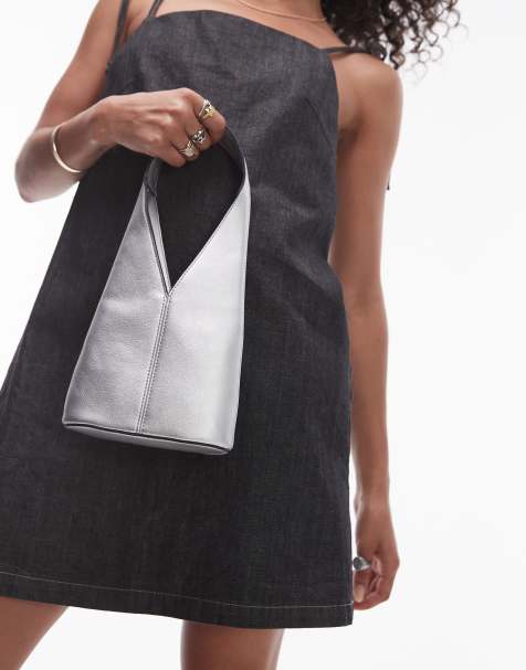 Topshop – Gima – Silverfärgad, metallisk handväska - view 1