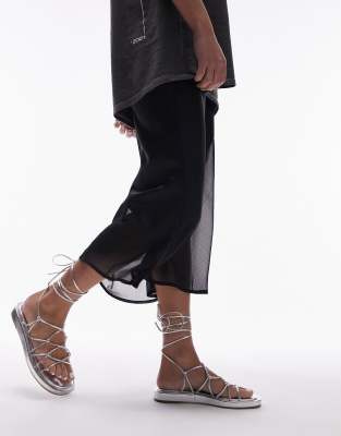 Sandales Topshop à Bride Cheville Cloutées - Talon 10cm - Noir Cuir - Taille UK 5 - Neuf