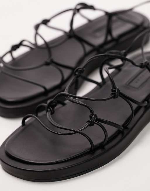 Black and best sale silver sandals flat