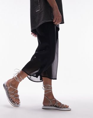  Gina strappy flat sandal with ankle tie 