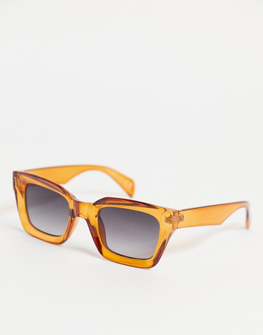Topshop Plastic Square Sunglasses Bevelled Edge in Ginger