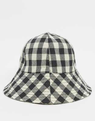 white and black bucket hat
