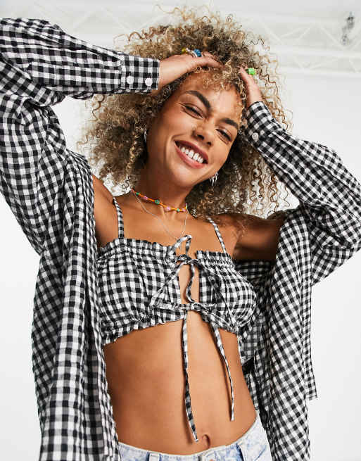 Topshop gingham cami top in monochrome (part of a set)