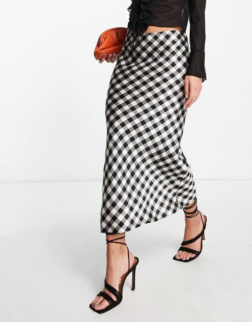 Topshop check 2025 wrap midi skirt