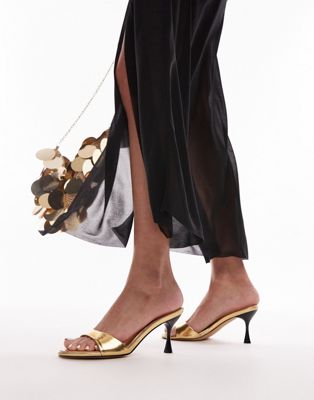 Topshop Ginny heeled mule in gold