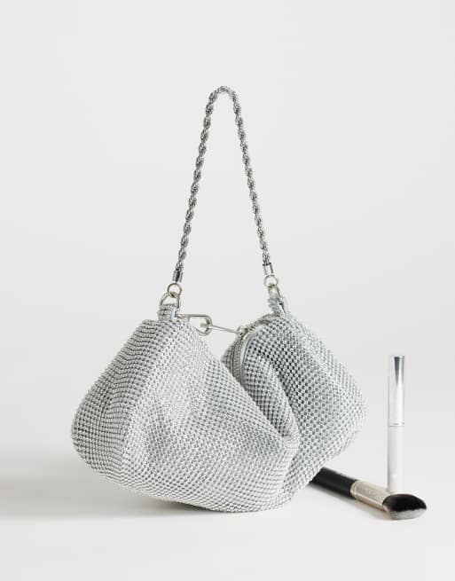 Topshop Ginny lille håndtaske med rhinsten i sølv, 2 af 4
