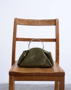 Ginny metal handle grab bag in khaki