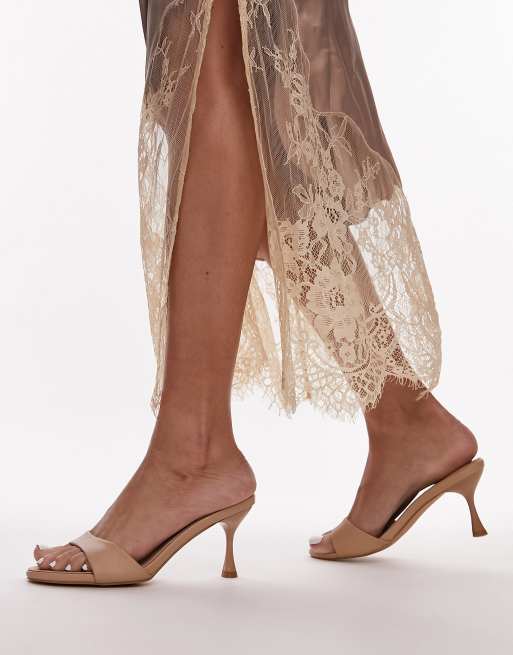 Topshop – Ginny – Mules in Beige mit Absatz