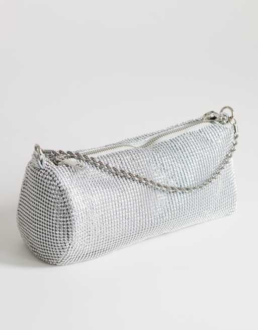 Topshop - Ginny - Petit sac à main avec strass - Argenté, 4 de 4