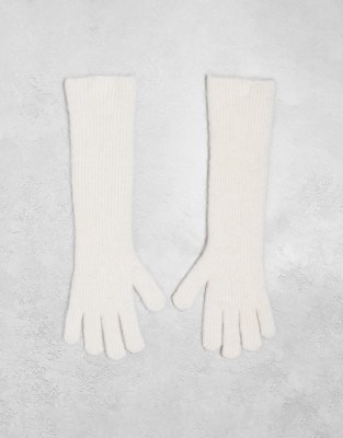 Topshop - Ginny - Premium - Strickhandschuhe aus Alpaka-Wollmix in geripptem Cremeweiß