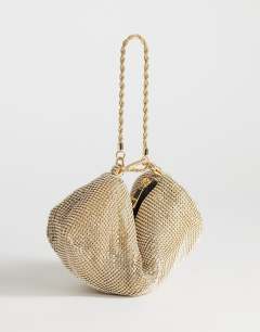 Ginny small diamante grab bag in gold