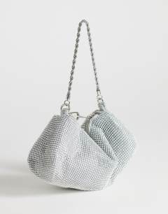Ginny small diamante grab bag in silver