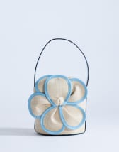 Topshop Gino straw flower grab bag in light blue