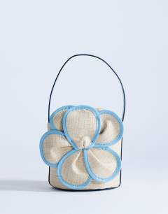Gino straw flower grab bag in light blue