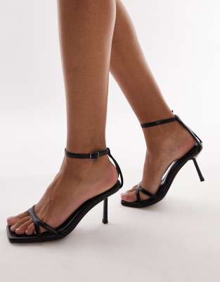 Topshop - Gio - Riemchensandalen mit hohem Absatz in Schwarz