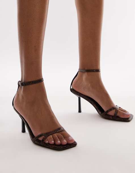 Topshop - Gio - Sandalen met bandjes, hoge hak en slangenprint - view 1
