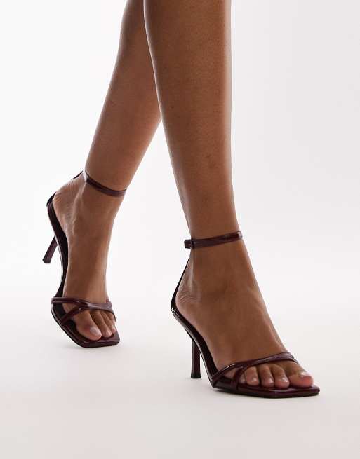 Burgundy strappy sandals best sale