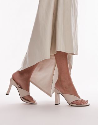  Gisele toe post heeled mule in off white