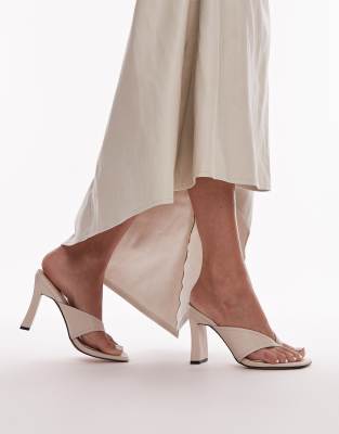 Topshop Gisele Toe Post Heeled Mule In Off White