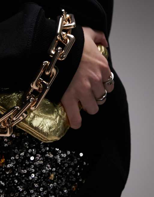 Topshop - Giselle - Handtas met grove ketting in goud, 2 van 4