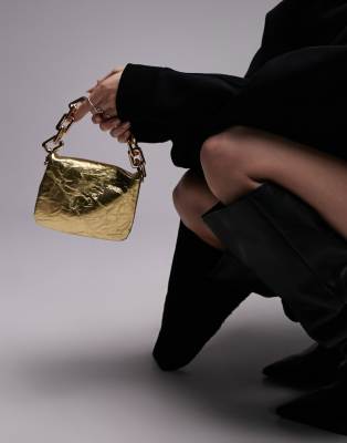 Topshop - Giselle - Handtasche in Gold mit dicker Kette-Goldfarben