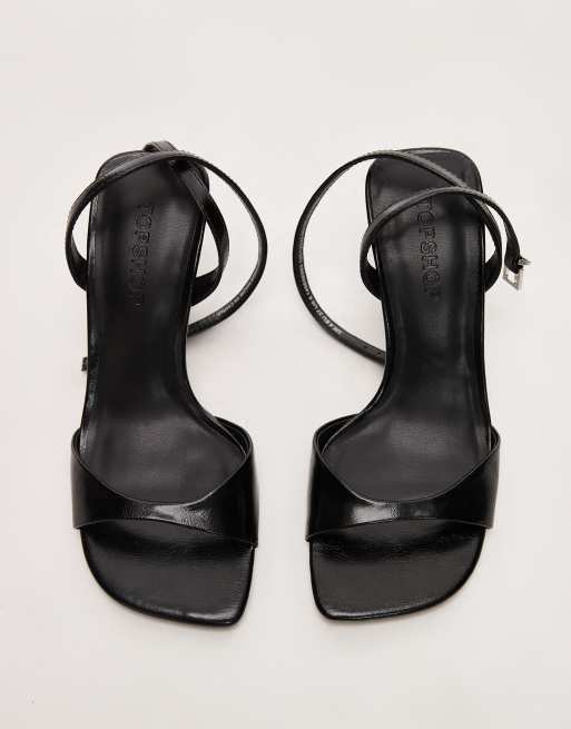 Topshop Giula heeled two part sandal in black, 2 of 4