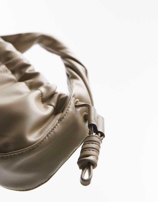Topshop Giulia grab bag with ruche detail and twist handle in sage, 3 of 4