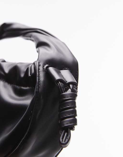 Topshop - Giulia - Sac à main avec détails froncés et poignée torsadée - Noir, 3 de 4