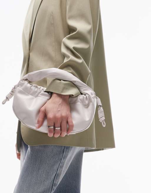 Topshop – Giulia – Vit handväska med rynkning och tvinnat handtag
