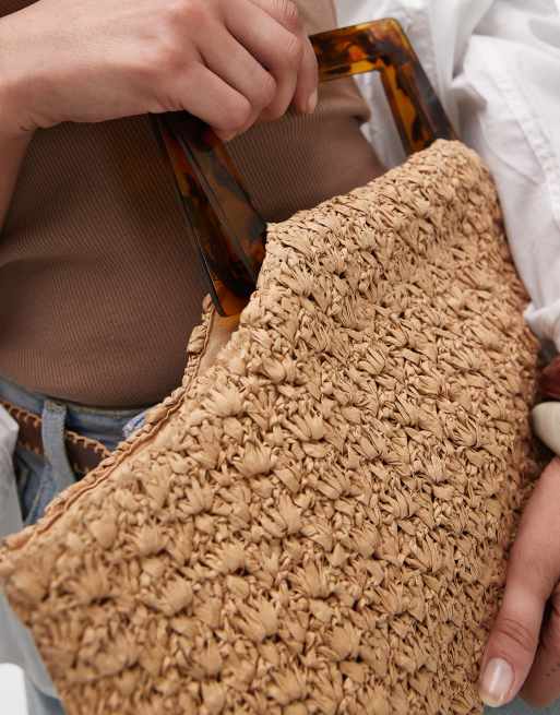 Topshop Giveon straw bag with handle in natural