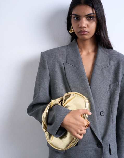 Topshop Gladys grab bag in gold - view 1