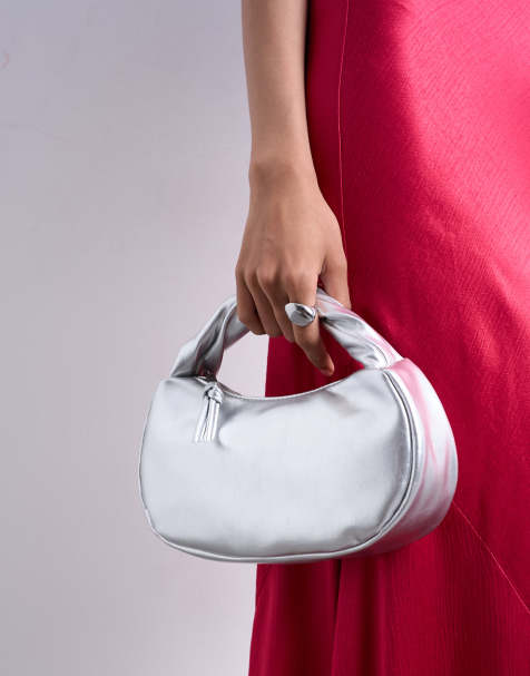 Topshop Gladys grab bag in silver - view 1
