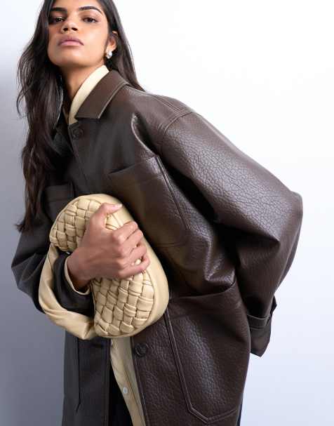 Topshop Gladys woven grab bag in buttermilk - view 1