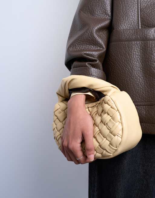 Topshop Gladys woven purse in buttermilk