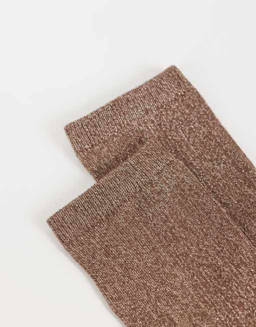 Topshop glitter socks in chocolate, 3 of 3