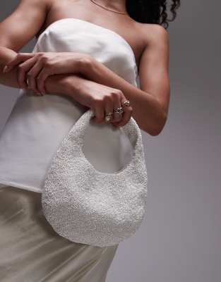 Gloria beaded grab bag in white