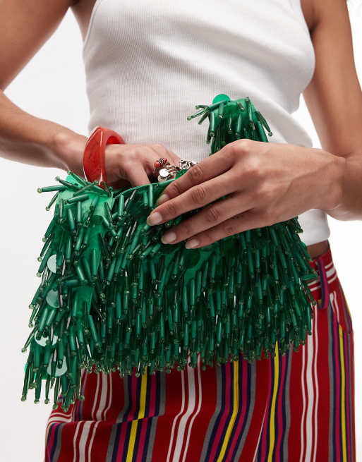 Topshop - Gloria - Handtas met kralen in groen, 4 van 4