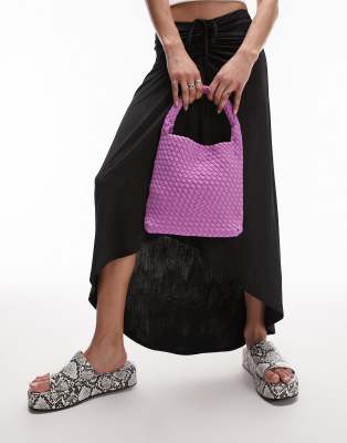 Topshop Topshop Gloria woven grab bag in purple