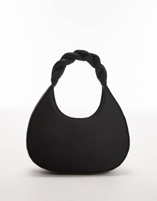 Topshop Glyn scoop grab bag with twist handle in black