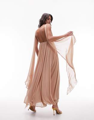 Topshop Goddess Gown Occasion Maxi Dress In Blush-pink