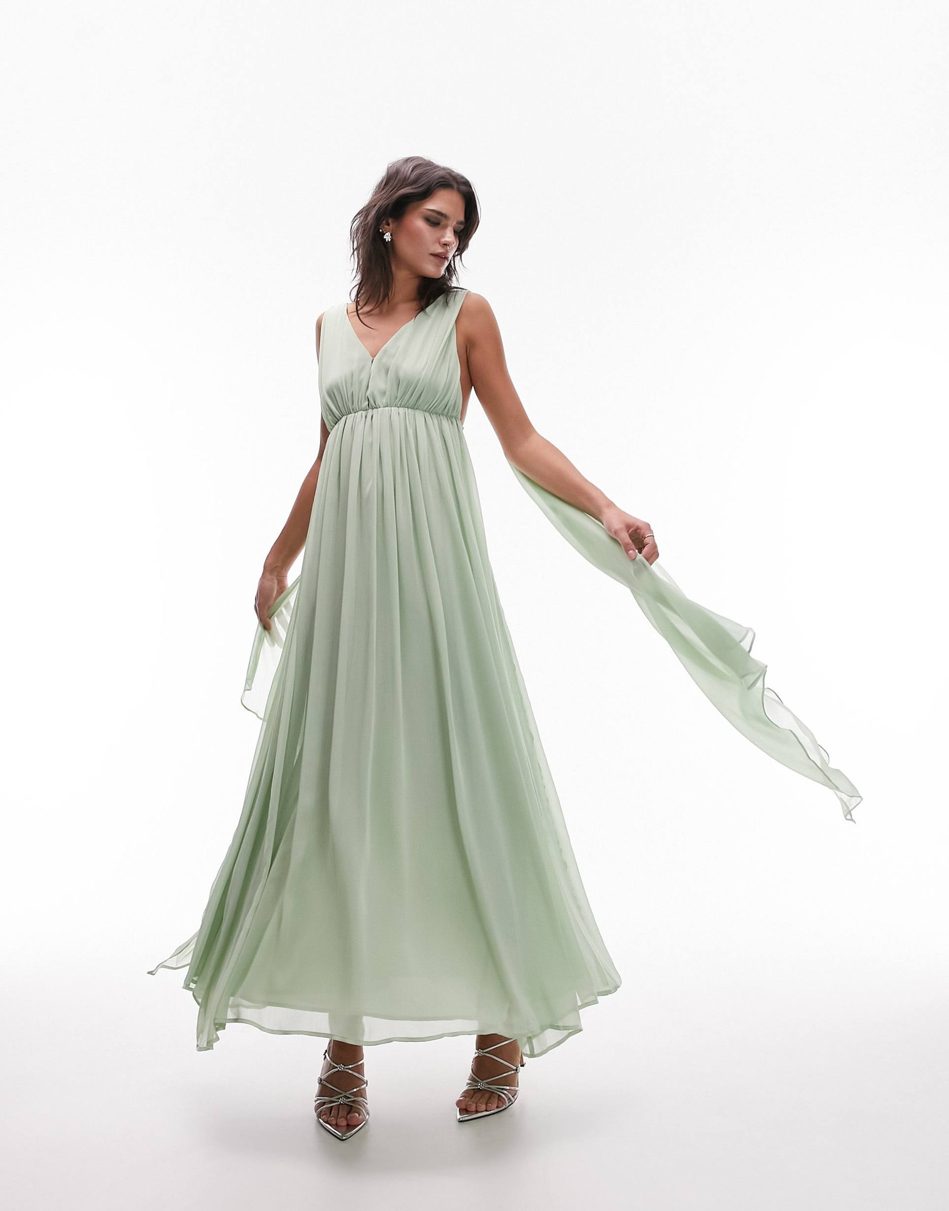 topshop goddess gown occasion maxi dress in sage