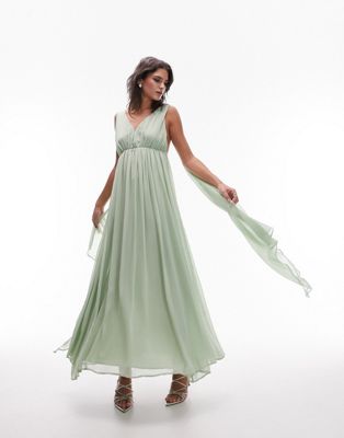Topshop godess gown occasion maxi dress in sage