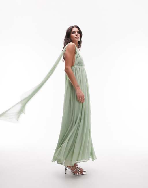 Topshop - Godess Gown - Salviegrøn maxikjole til særlige lejligheder, 3 af 4