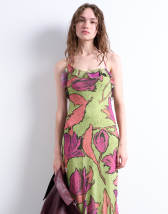 Tyler McGillivary sylvia rainbow swamp ribbon detail midi dress in multi