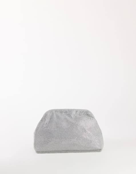 Topshop Golde medium clutch bag in silver diamante - view 1