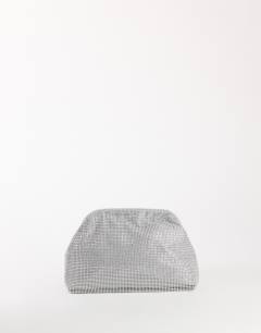 Golde medium clutch bag in silver diamante